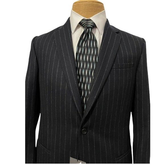 NWT KILGOUR Savile Row London Men's Sports Coat Navy Blue Striped Wool Size 38 R - Picture 4 of 10